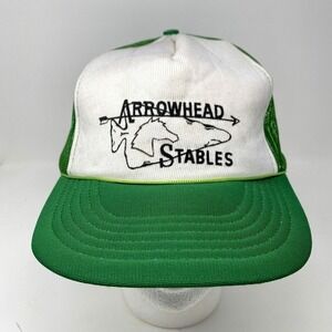 VTG Arrowhead Stables Trucker Snapback Hat‎ Horse Boarding Lessons NJ Green
